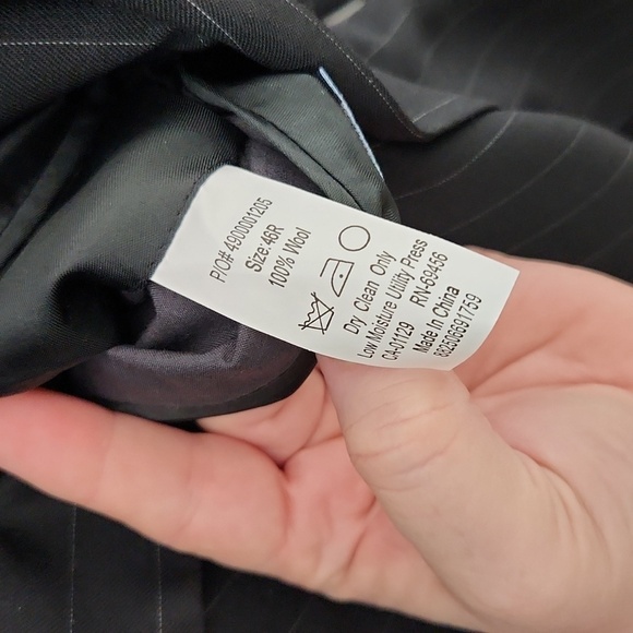 Chaps mens Blazer woolmark suit pinstripe coat 46R pants 38 x 30 100% wool 2pc - Picture 16 of 16